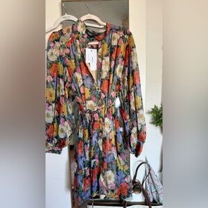 Aakaa Multicolor Floral Button-Up Dress